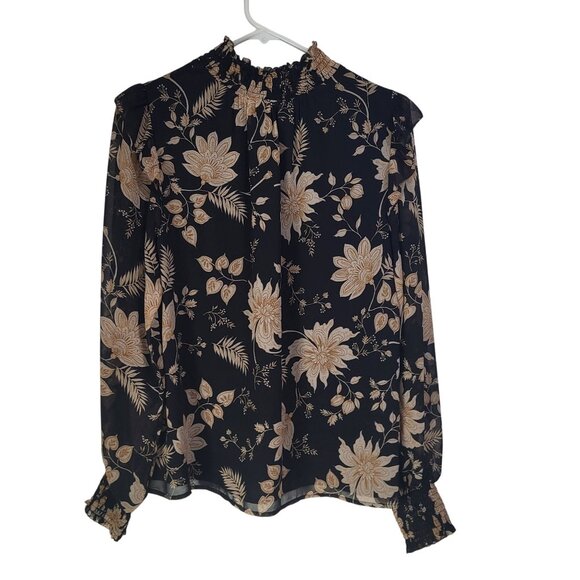 Sanctuary Women's Bold Popover Blouse Top Night Ivy SZ S Black Cream - Picture 2 of 12